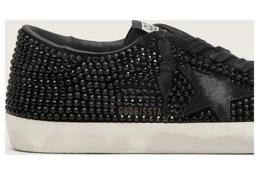Golden Goose Super-Star In Black Suede With Swarovski Crystals And Black Suede Star (GWF00174.F006317.90100) (4)