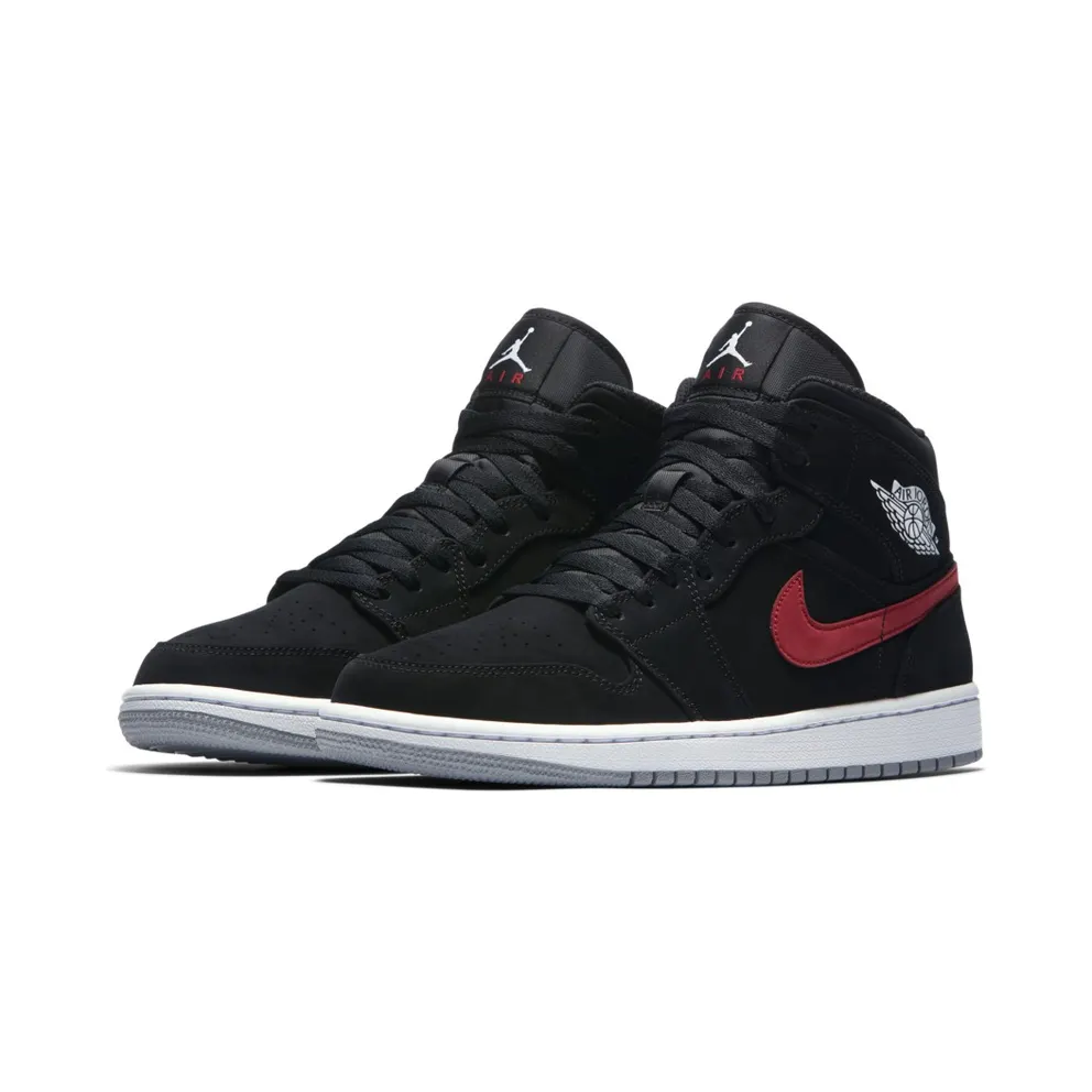 Jordan 1 Mid Multi-Color Swoosh Black Black/Varsity Red-Varsity Royal-White-Cement Grey (554724-065)