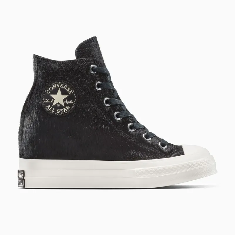 Converse Chuck 70 Wedge Platform Luxe Pony Hair Black/Black/Egret (A12561C)