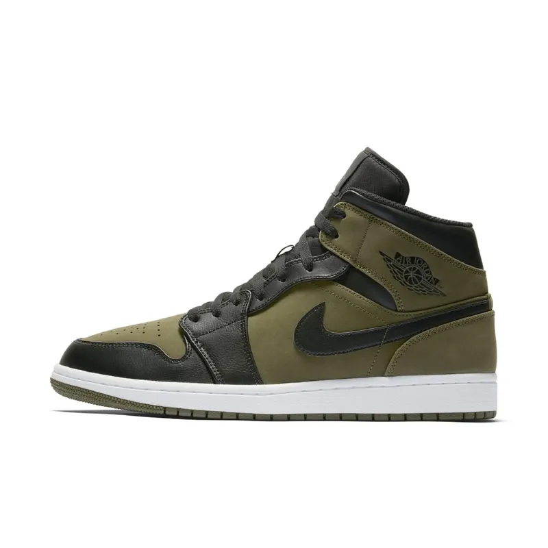Jordan 1 Mid Olive Canvas Olive Canvas/Black-White (554724-301)