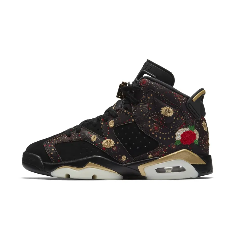 Jordan 6 Retro Chinese New Year 2018 (GS) Black/Metallic Gold-Multi-Color (AA2495-021)