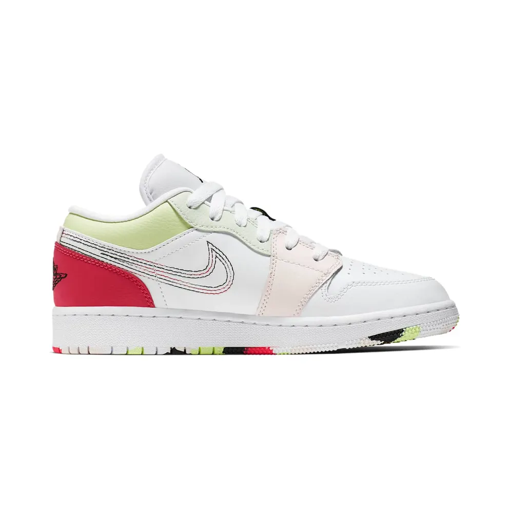 Jordan 1 Low Glow-In-The-Dark (GS) White/Ember Glow-Barely Volt-Black (554723-176)