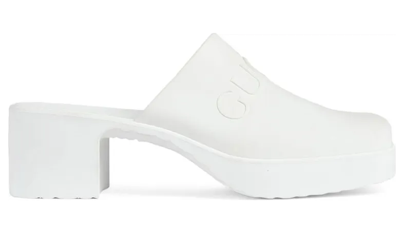 Gucci Rubber Embossed Logo Mule White (725899-J8700-9014)