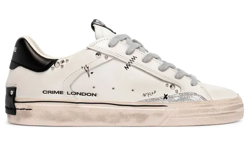 Crime London Deconstructed stud-embellished sneakers – Weiß (23072AA9)