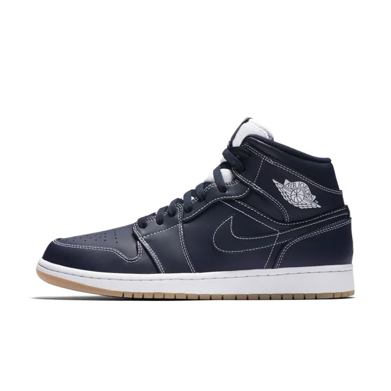 Jordan 1 Retro Mid Derek Jeter RE2PECT Obsidian/White-Gum Light Brown (AH6342-402)