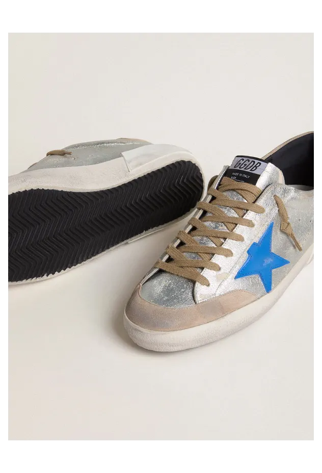 Golden Goose Super-Star Ltd In Silver Metallic Suede With Leather Star And Suede Heel Tab (GMF00659.F007901.70269) (3)