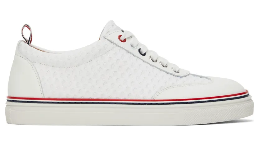 Thom Browne White Leather & Mesh Sneakers (FFD115A-03193)