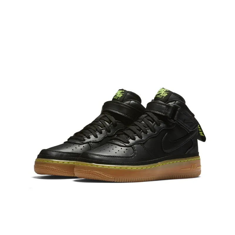 Nike Air Force 1 Mid Black Gum Volt (GS) Black/Black-Gum Light Brown-Volt (820342-004)
