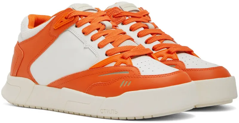 Heron Preston Orange & White Low Key Sneakers (HMIA025S22LEA0012001)