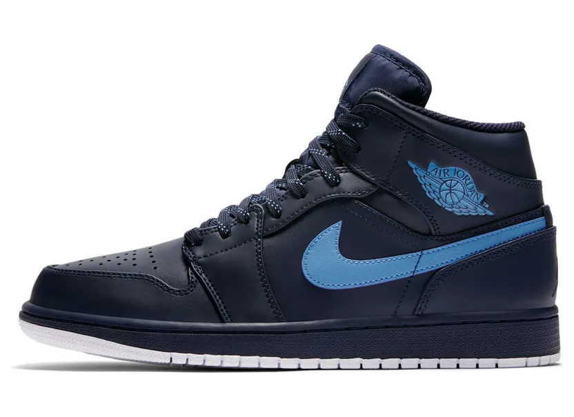 Air Jordan 1 Mid “Obsidian / White / University Blue” (554724-405)
