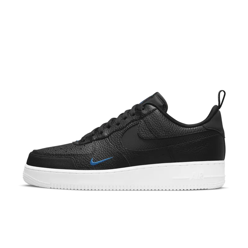Nike Air Force 1 Low Cut Out Reflective Swoosh Black Blue (DN4433-002)
