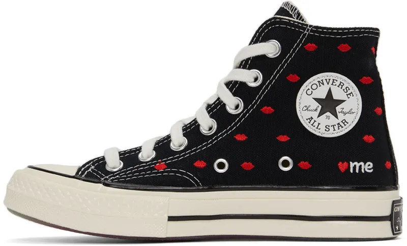 Converse Chuck 70 Embroidered Lips Black University Red Egret (A01600C)