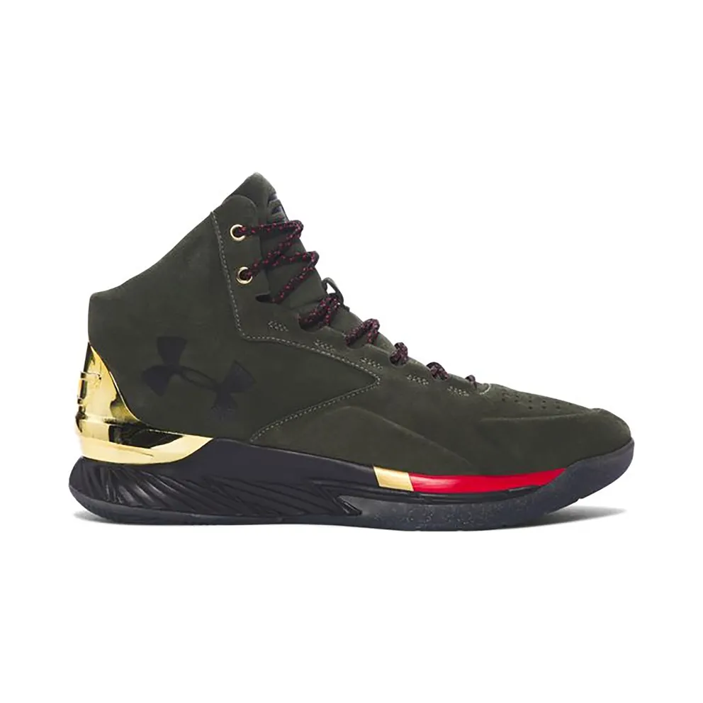 Under Armour Curry 1 Lux Mid Suede Downtown Green Downtown Green/Metallic Gold-Red (1296617-330)