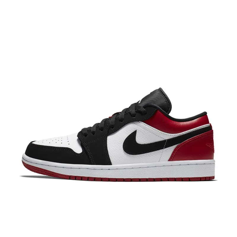 Jordan 1 Low Black Toe White/Black-Gym Red (553558-116)