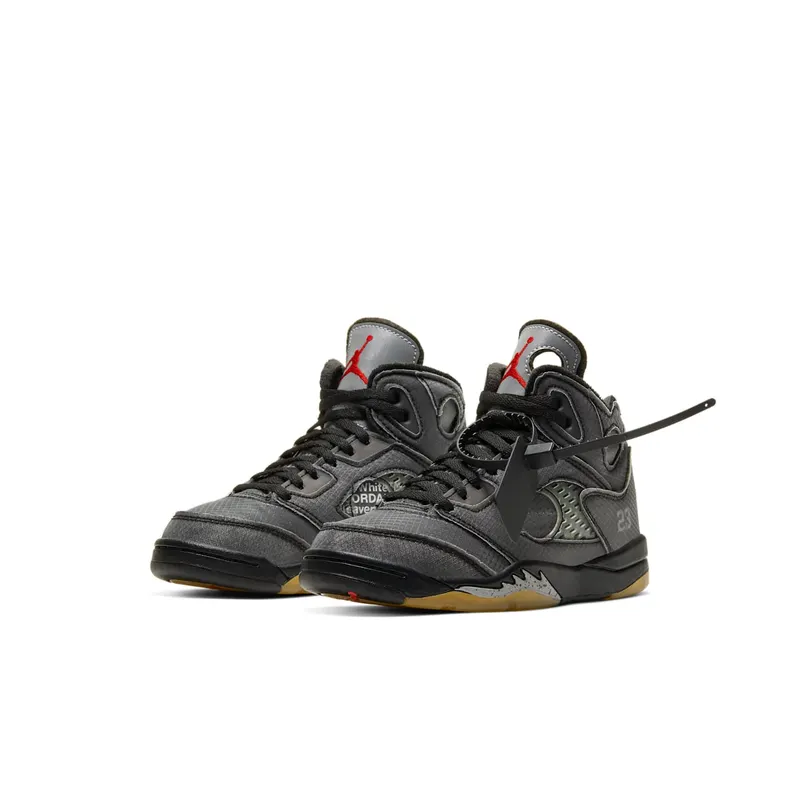 Jordan 5 Retro Off-White Black (PS) Black/Muslin-Fire Red (CV4827-001)