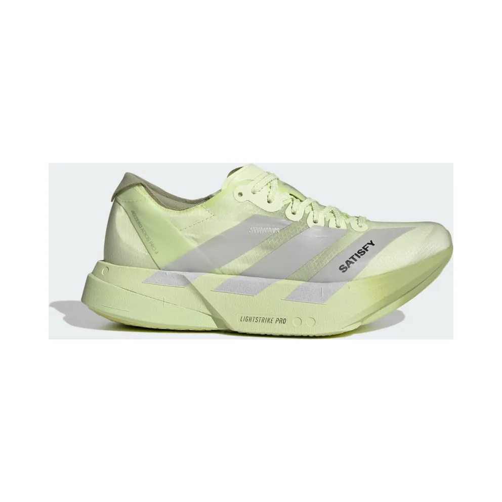 Adidas ADIZERO ADIOS PRO 4 SATISFY Shoes Tent Green / Matte Silver / Magic Lime (KH8441)