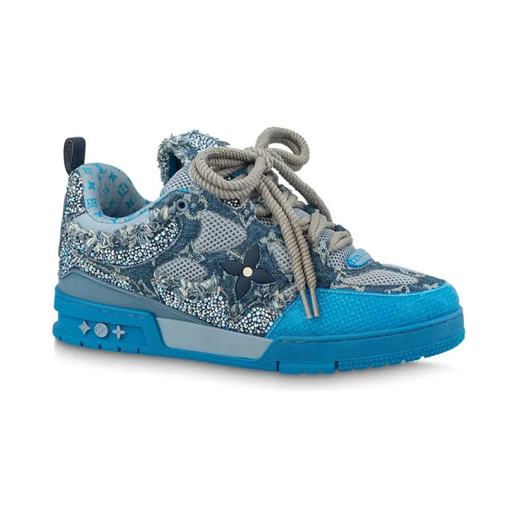 Louis Vuitton Skate Trainer Blue Swarovski Monogram (1ABMHB)