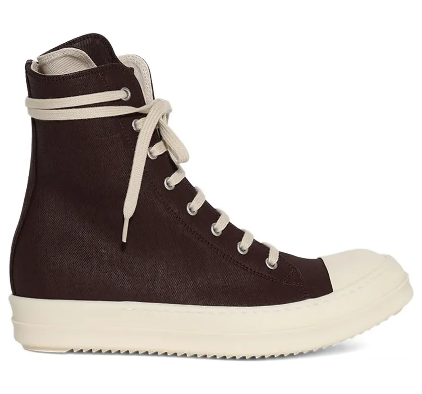 Rick Owens DRKSHDW High-Top-Sneakers aus Denim 35mm – Braun (DS02E7800DSW)
