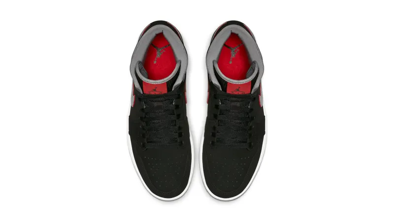 Jordan 1 Mid Black Particle Grey Gym Red Black/Particle Grey-White-Gym Red (554724-060)