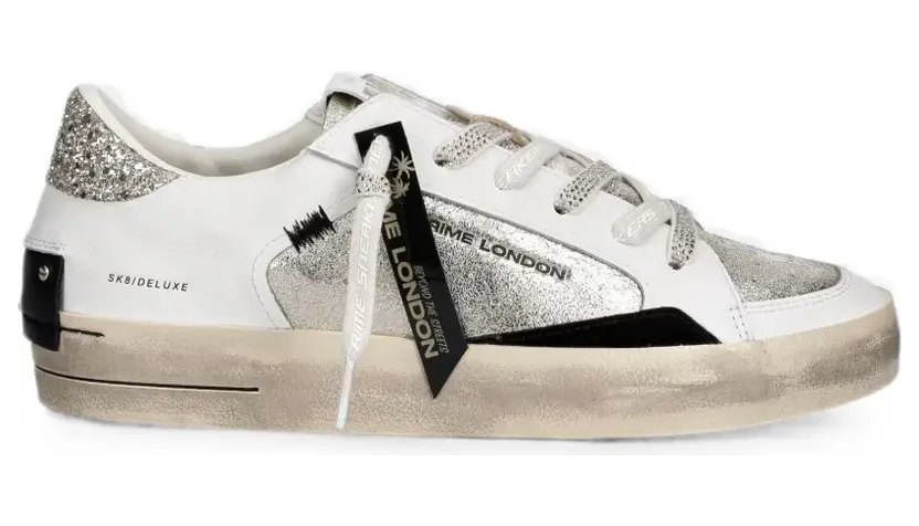 Crime London SK8 Deluxe Sneakers mit Glitter-Detail – Weiß (23105AA9)