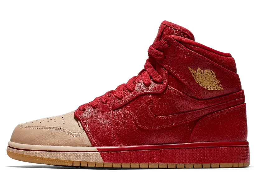 Air Jordan Nike AJ I 1 Retro High Premium PRM ‘Dipped Toe Pack’ Red Tan (2018) (AH7389-607)