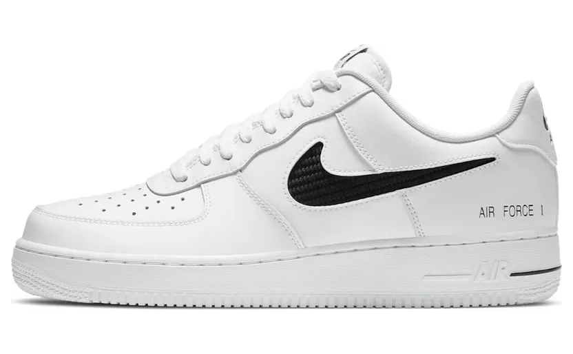 Nike Air Force 1 Low Cut Out Swoosh White Black