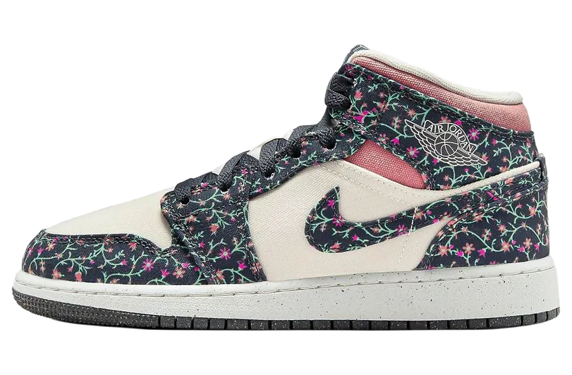 Nike Air Jordan 1 Mid SE Floral Canvas (GS) (FJ3451-001)