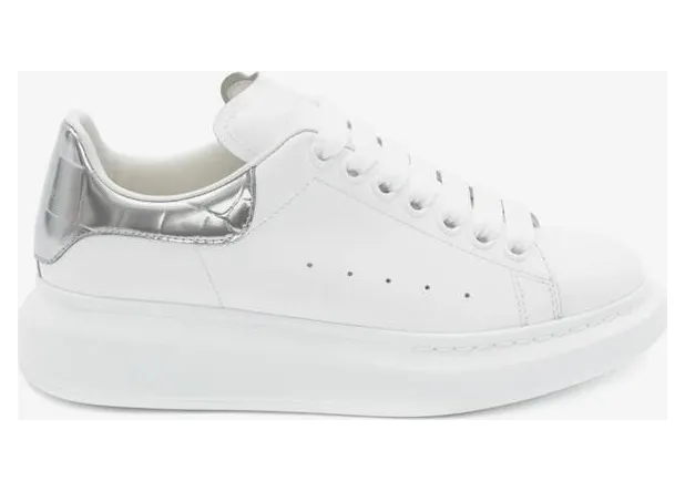 Alexander McQueen Oversized White Silver Croco (W) (553770WHYBQ9071)