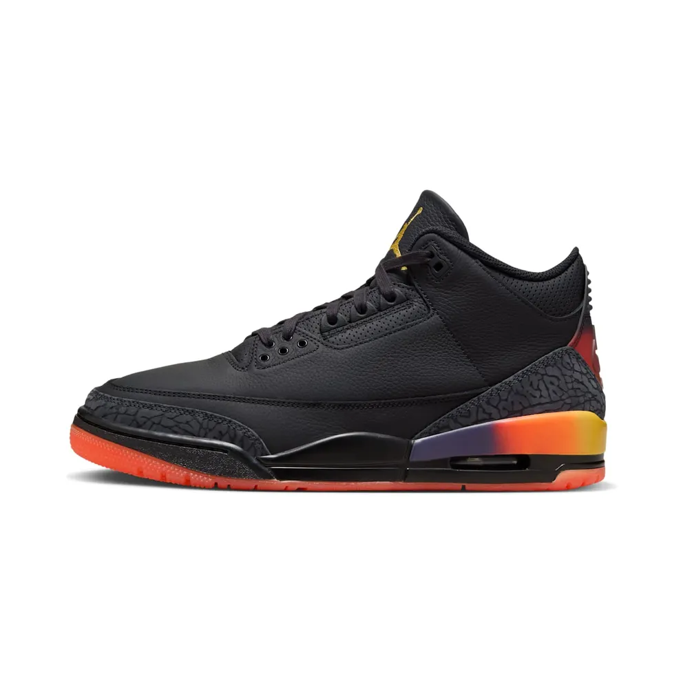Jordan x J. Balvin Air Jordan 3 “Black/Solar Flare/Total Crimson/Abyss” (FN0344-001)