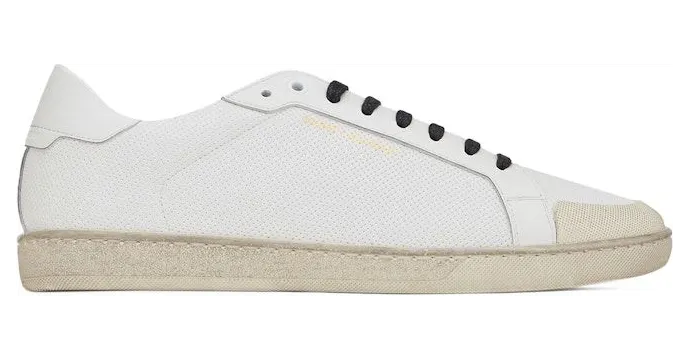 Saint Laurent Court Classic SL/39 Low Perforated Leather Optic White