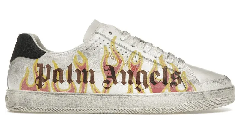 Palm Angels Palm One Low-Top Flame Print White Multi (PMIA056F22LEA0030118)