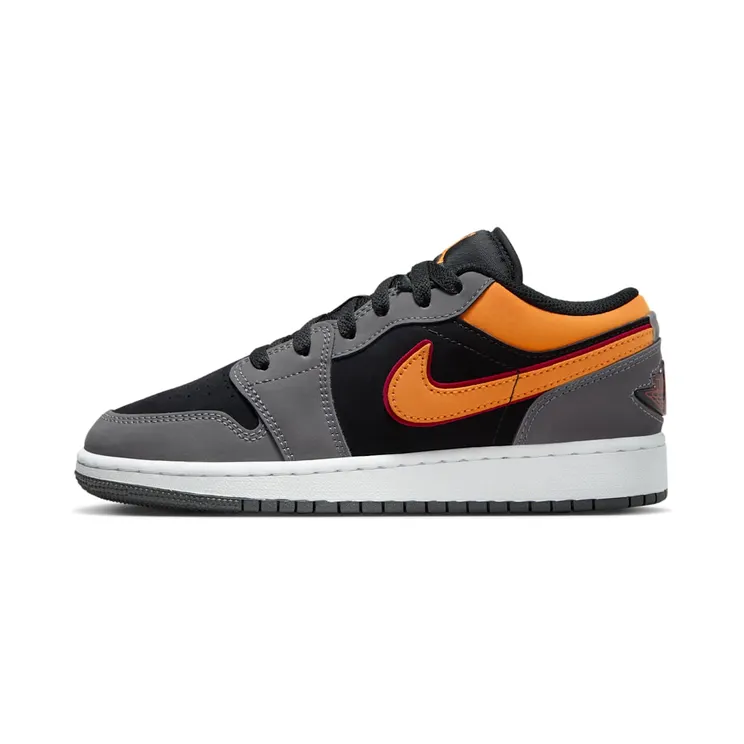 Air Jordan 1 Low SE GS “Black / Light Graphite / Cardinal Red / Vivid Orange” (FN7671-008)