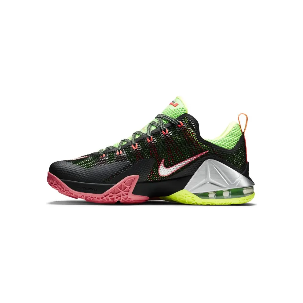 Nike LeBron 12 Low Remix Black/Metallic Silver-Green Strike-Volt-Hot Lava (724557-003)