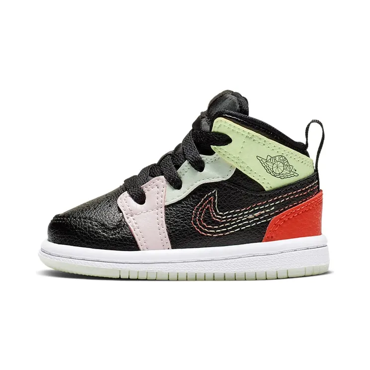 Air Jordan 1 Mid SE TD ‘Glow in the Dark’ Black/Ember Glow-Barely Volt-Light Soft Pink-Jade Aura (AV5172-076)