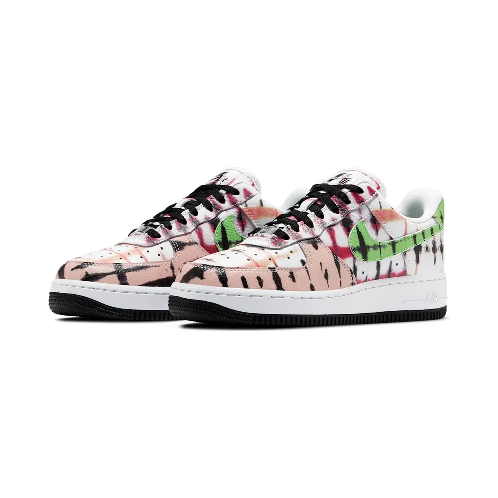 Nike Air Force 1 Low Black Tie Dye (W) White/Green Strike-Washed Coral-Black (CW1267-101)