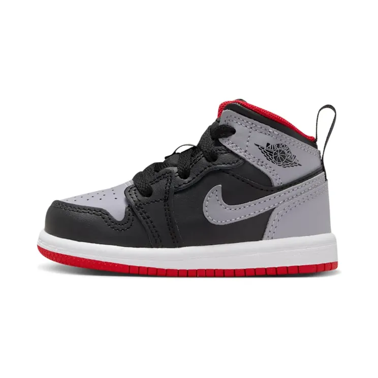 Jordan 1 Mid TD “Black/Cement Grey-fire Red-white” (DQ8425-006)