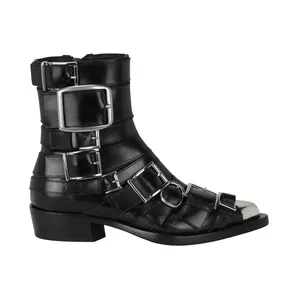 Alexander McQueen Strappy Punk Ankle Boots Black Silver (718853-WHSWD-1081)
