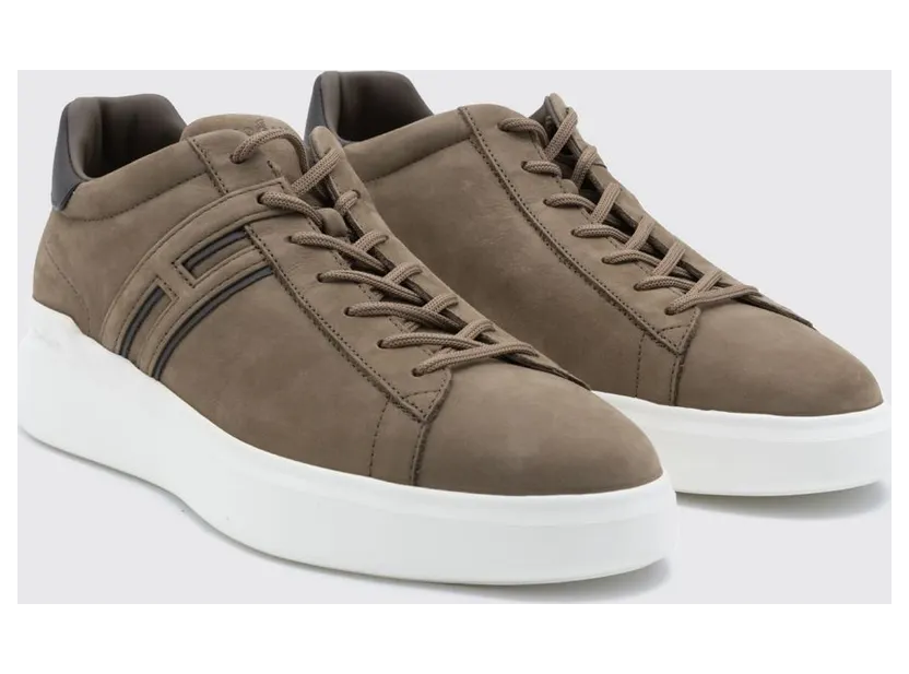 Hogan H580 Low-Top Sneakers in Suede with H Logo and Platform Sole Brown (HXM5800DV42UIE0FDQ)