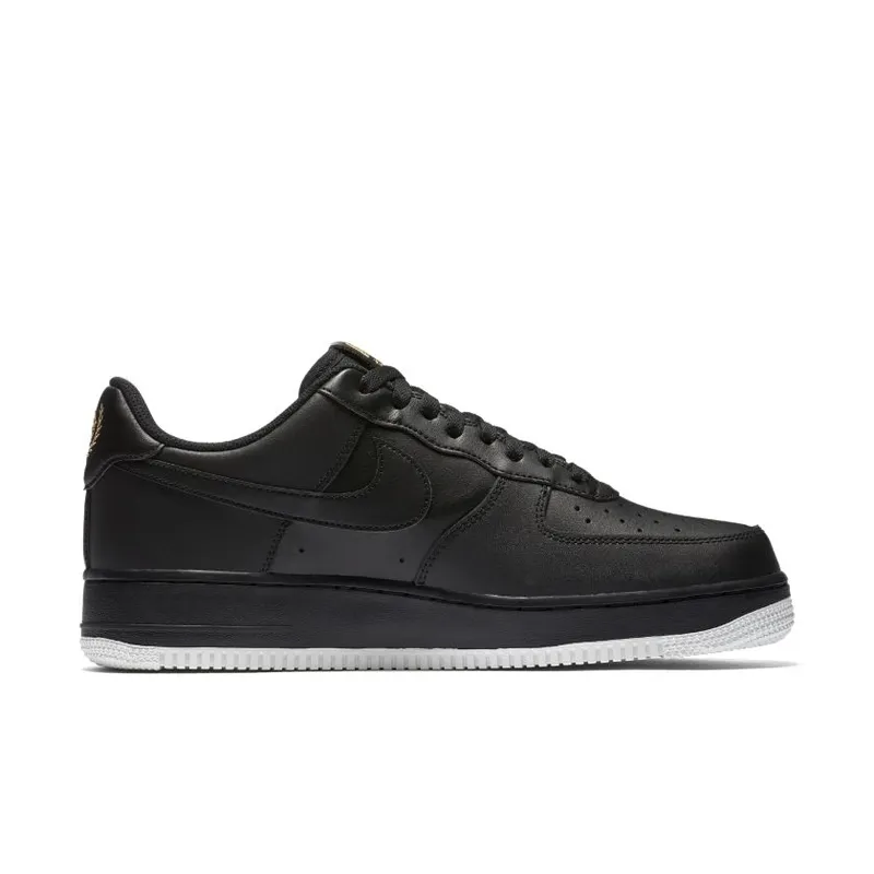 Nike Air Force 1 Low Crest Logo Black Black/Summit White-Metallic Gold (AA4083-014)