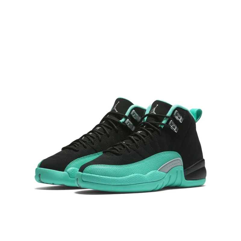 Jordan 12 Retro Hyper Jade (GS) Black/Metallic Silver-Hyper Jade (510815-017)