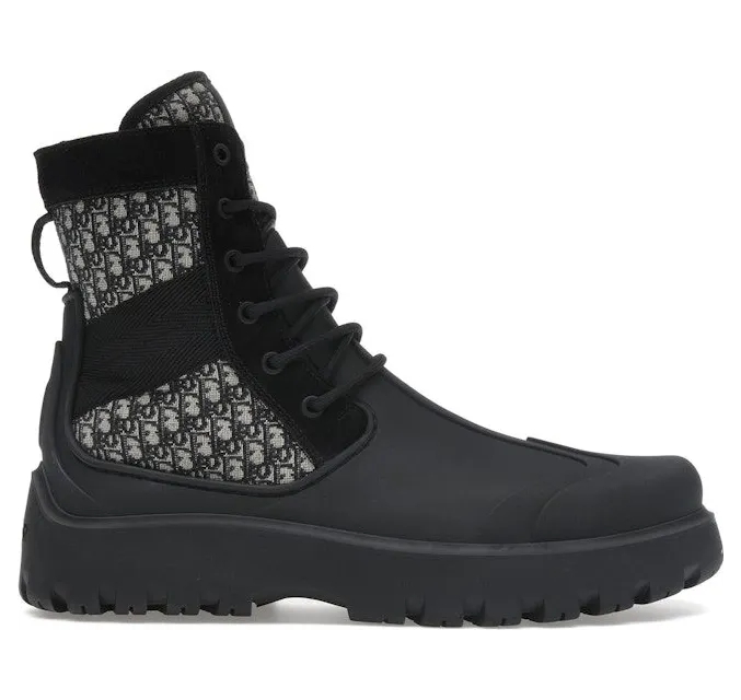 Dior Garden Lace Up Ankle Boots Black Rubber (3BO315ZYH_H961)