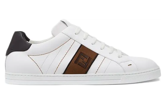 Fendi FF Leather Low Top White Brown (7E1166A3XLF13TH)