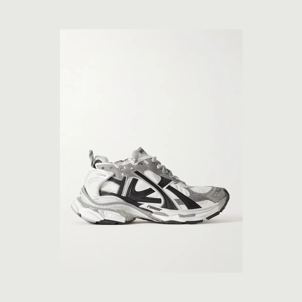 Balenciaga Runner Distressed Nylon, Suede and Rubber Sneakers Gray (772774W3RNY)