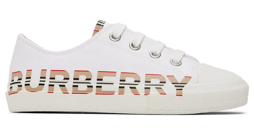 Burberry Kids White Icon Stripe Logo Sneakers (8038500)