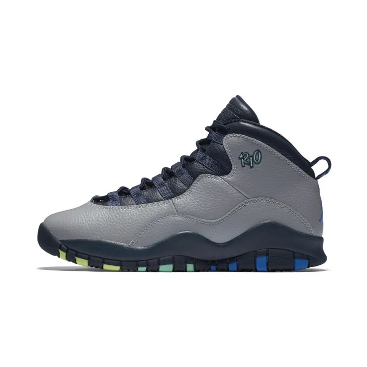 Air Jordan 10 Retro’Rio’ BG Wolf Grey/Photo Blue-Obsidian-Green Glow (310806-019)