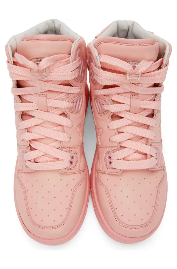 Acne Studios Pink Leather High-Top Sneakers (AD0411-) (5)