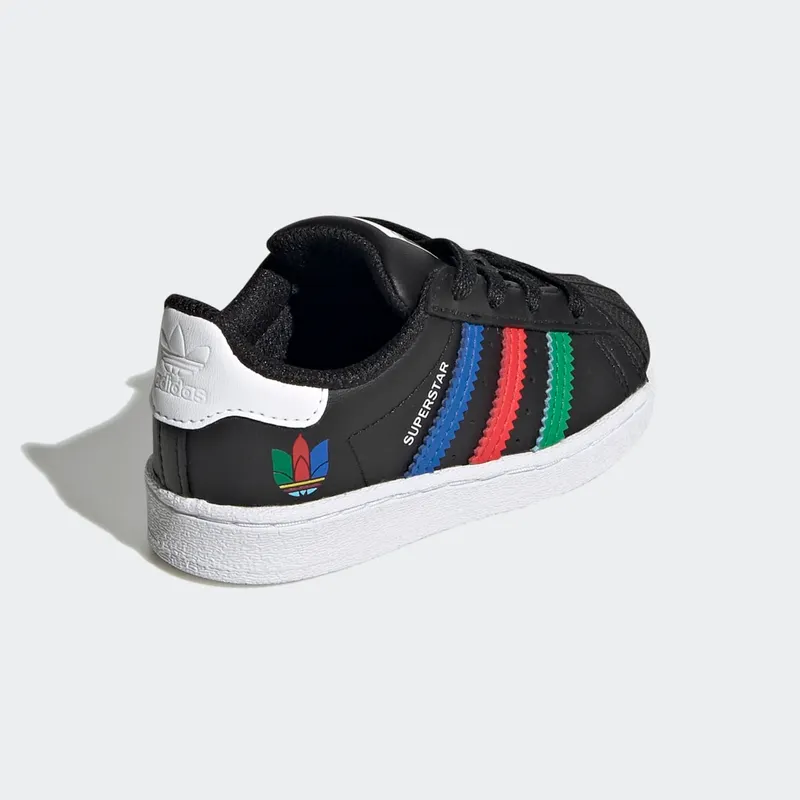 Adidas Superstar Infant ‘Colorful Stripes – Core Black’ Core Black/Green/Cloud White (FW5239)