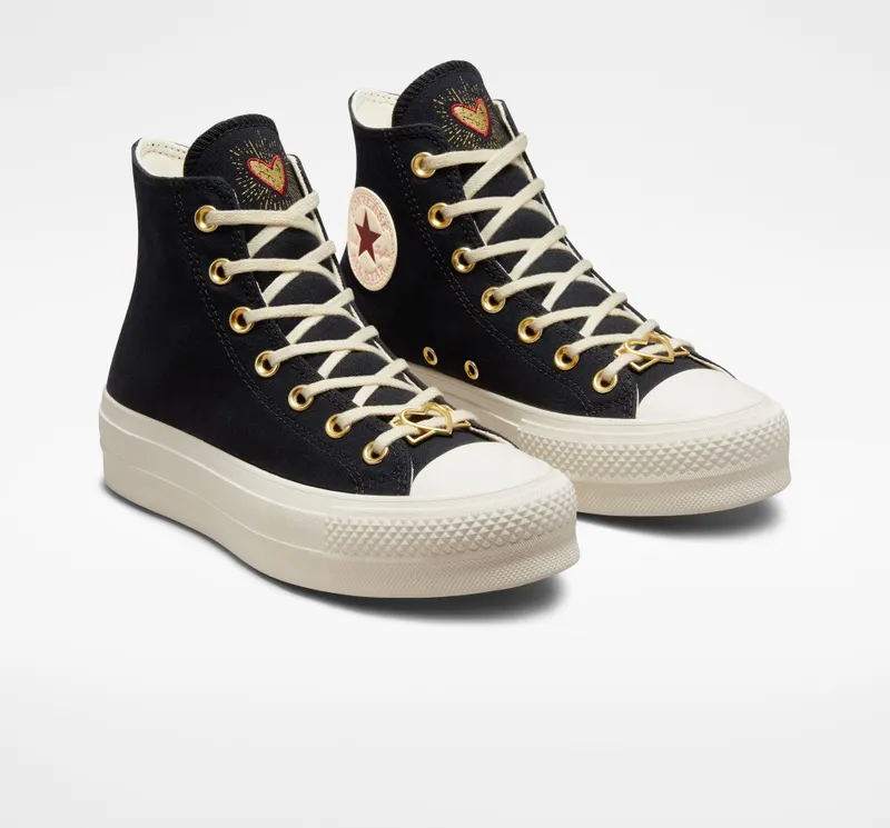 Converse Chuck Taylor All Star Lift Platform Hearts Black/egret/back Alley Brick
