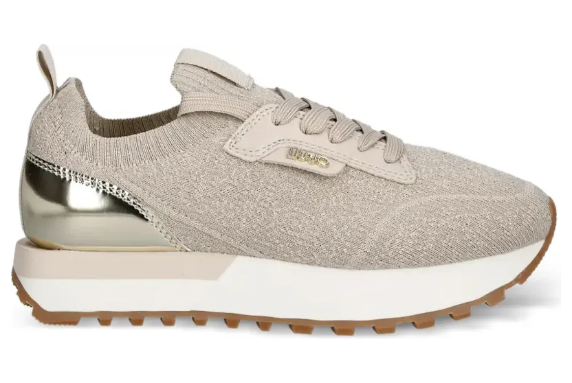 LIU JO glitter-effect metallic-panel sneakers – Beige (BA6067TX525)