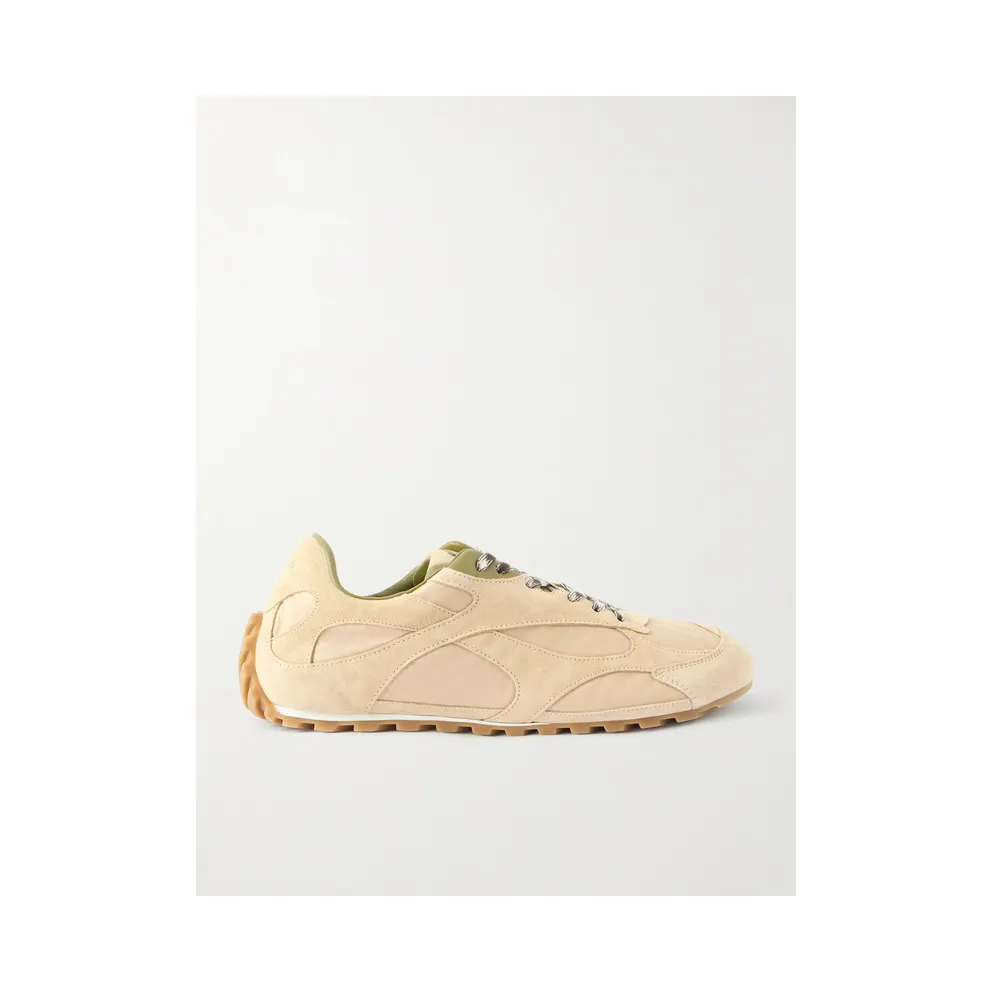 Bottega Veneta Orbit Leather and Shell-Trimmed Suede Sneakers Green (838373V3MS2)